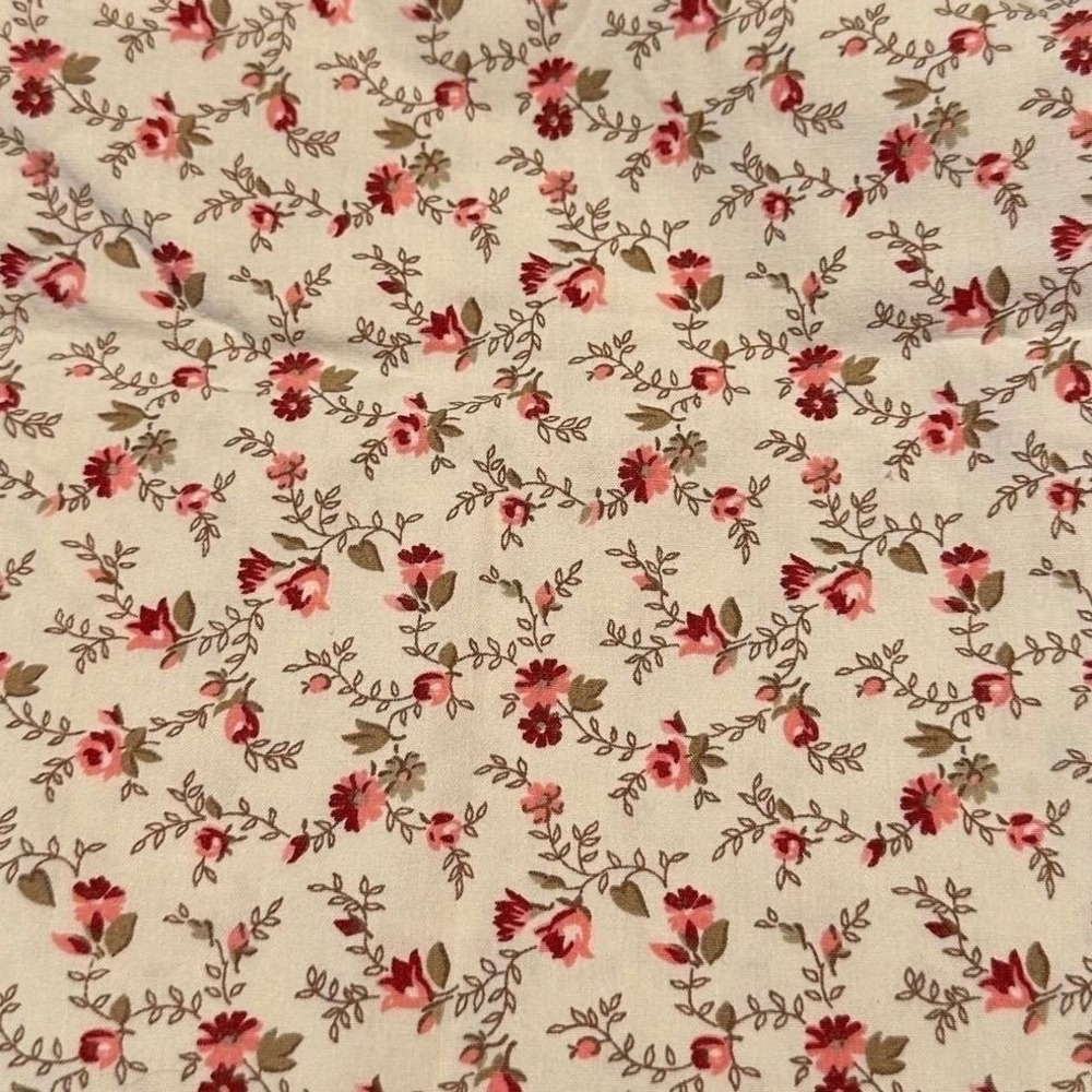Laura Ashley Twin Sheet Set Beige Rose Burgundy Floral 100% Cotton 3pc Bedding